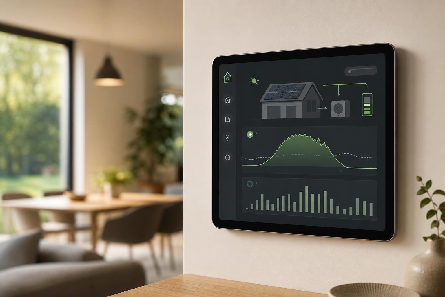 Smart home dashboard fotovoltiky a tepelného čerpadla